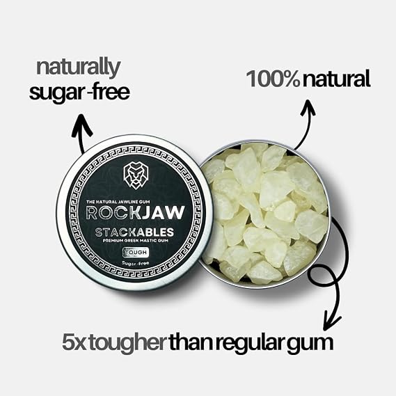 ROCKJAW Premium Tough Jawline Mastic Gum | Stackables | Re-Chewable, Hand-Picked Mastic Gum Crystals | 100% Natural | Aspartame-Free | Sweetener-Free | Sugar-Free