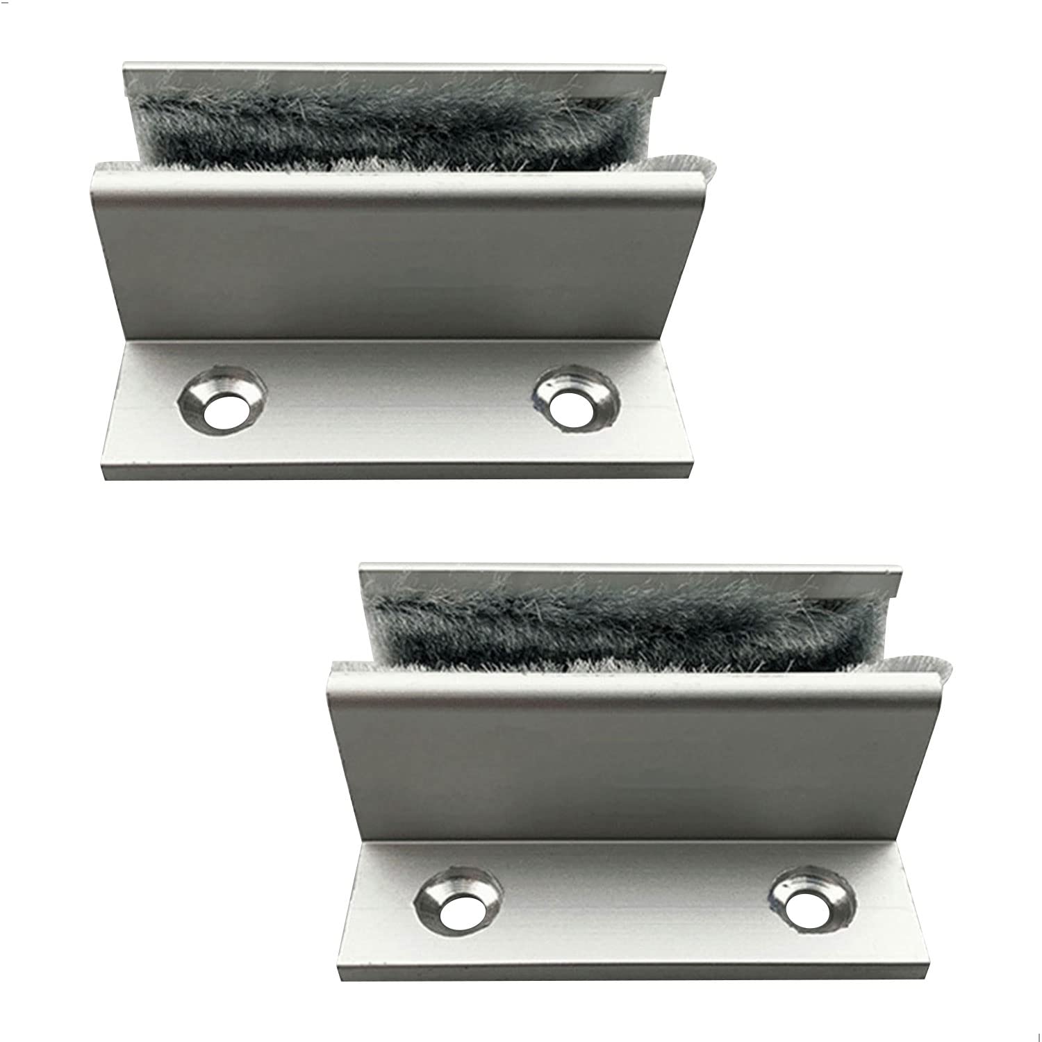 Prowadnica do szklanych drzwi przesuwnych ze stopu aluminium, 2 sztuki, srebrna, nowoczesna, 60 mm x 58 mm x 26 mm, grubość szkła 10-12 mm, prowadnica podłogowa do drzwi szklanych