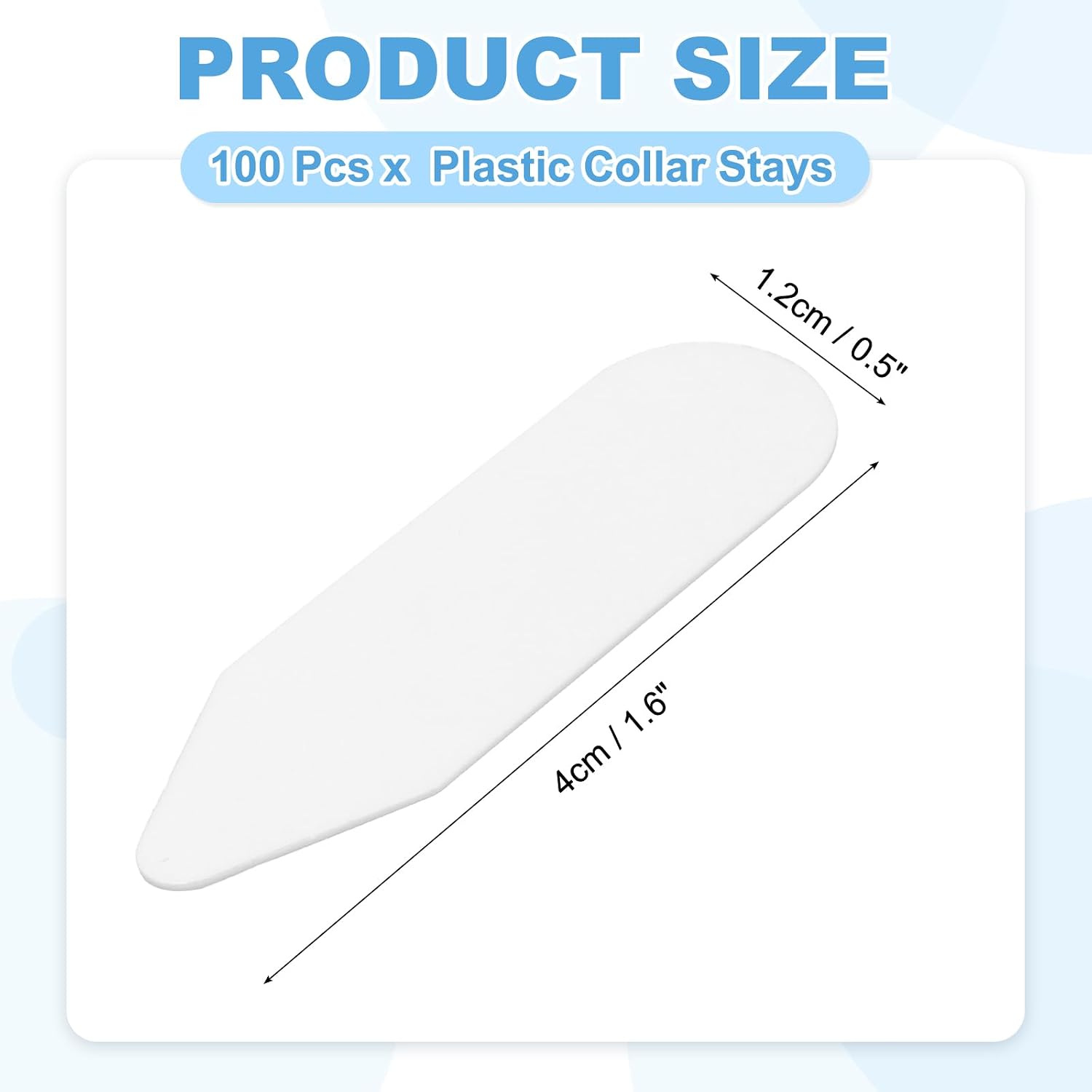uxcell 100Pcs Collar Stays for Men's Dress Shirts, 1.6"x0.5" LxW Plastic Collar Stays, Invisible Waterproof Shirt Collars Support Accessories for Formal Business Occasions, White