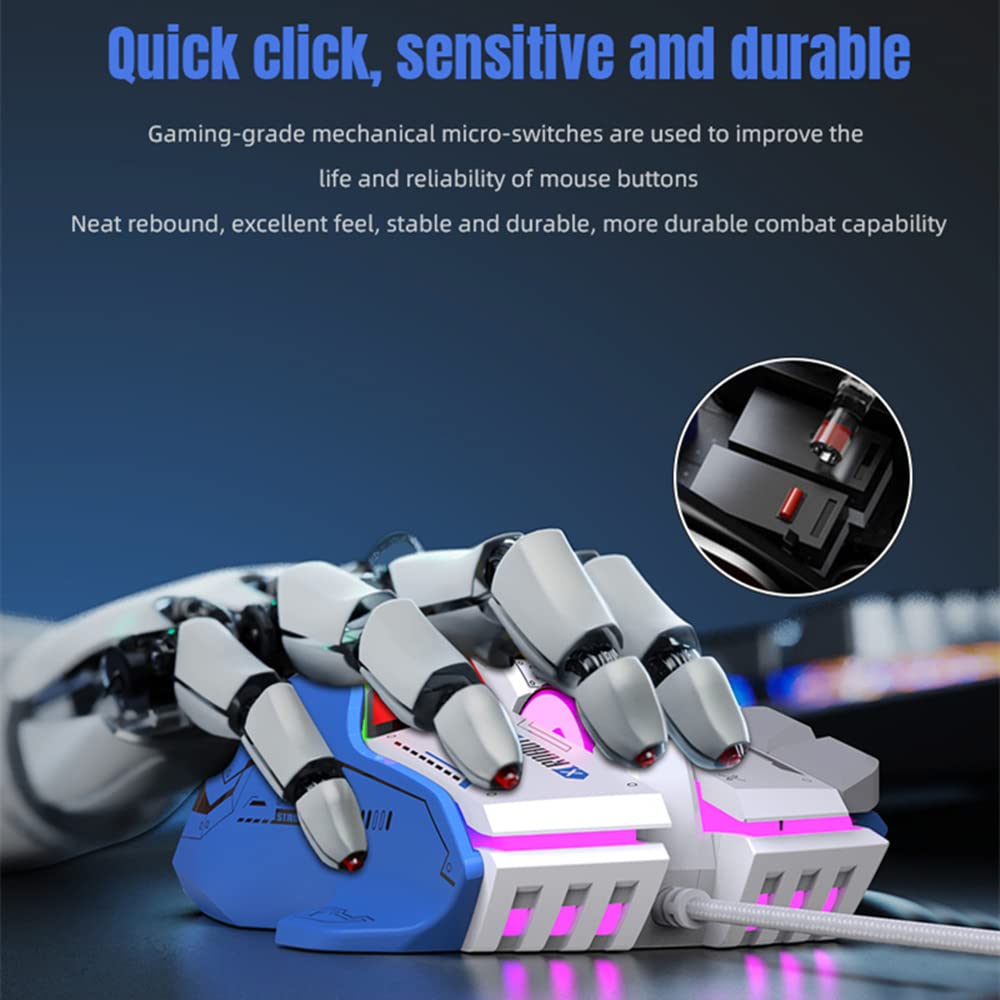 LJFLYXRI Mouse con cavo, programmazione macro, mouse da gaming, ergonomico, mouse meccanico RGB 128000 DPI, retroilluminazione per computer portatile, PC desktop (giallo)