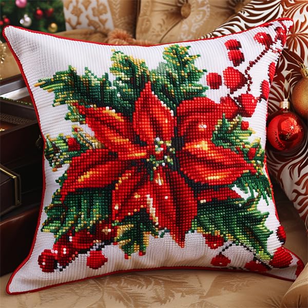 Lfynior Kreuzstichkissen Set Weihnachten Stickkissen zum Selbersticken...