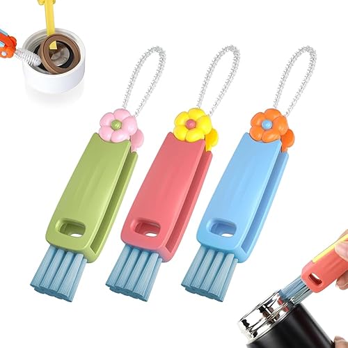 Juego de cepillos de limpieza 3 en 1 para tapa de taza, cepillo multifuncional de limpieza de botellas, limpiador de huecos de tapa de taza de
