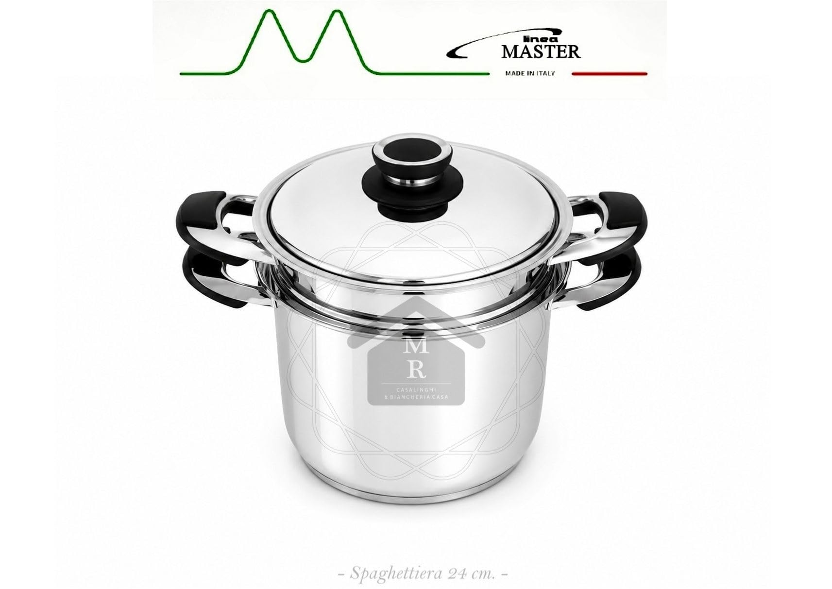 Spaghettiera Linea Master 3 Pz. Acciaio Inox 18/10 Induzione Cestello Cuocipasta