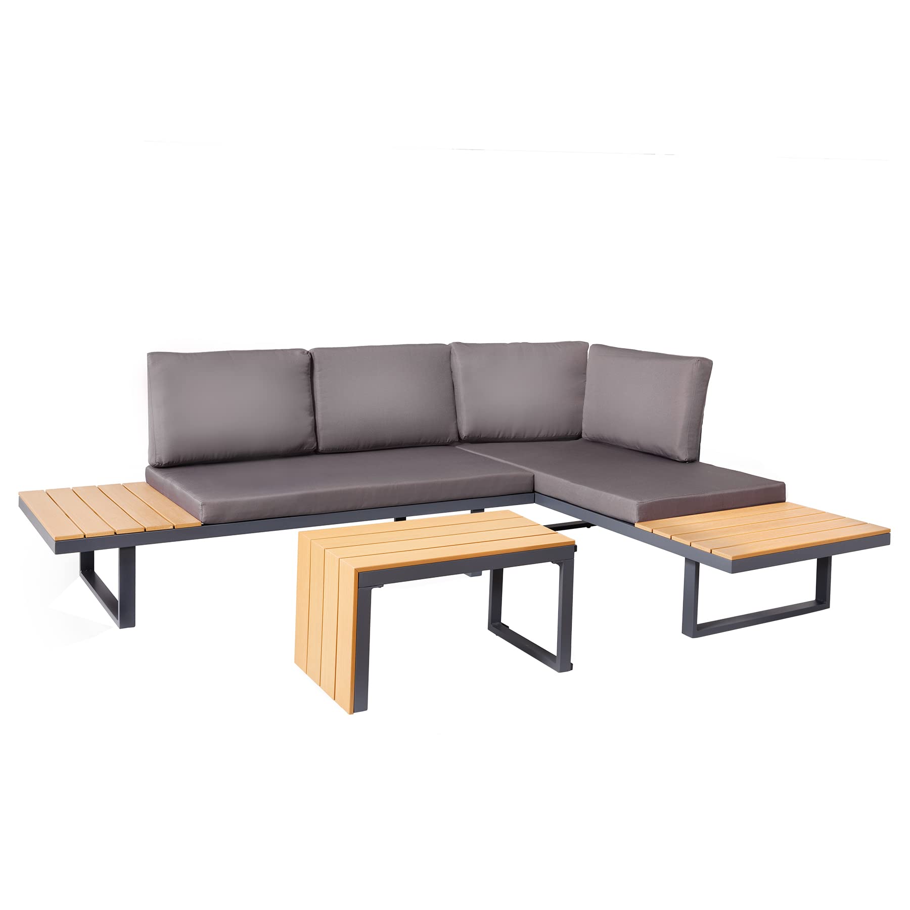 Riess Ambiente Sitzgruppe IBIZA MODULAR LOUNGE 250cm anthrazit / grau / natur, 3-tlg Set