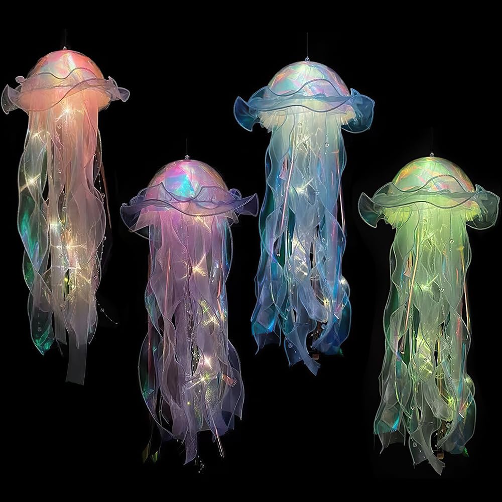 YANGUN4 Pack Jellyfish Light, Jelly Fish Light Lamp, Light up Jellyfish, Glowing Jellyfish, Night Light Glowing Jellyfish for Baby Shower, Home Birthday Ocean Theme Party