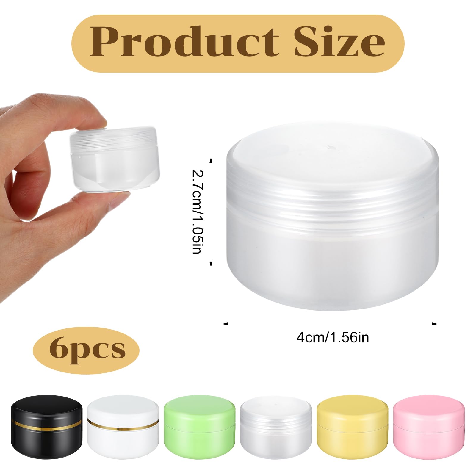Gjinxi 6szt. Pojemniki podróżne na kosmetyki, 20ml mini pojemniki na makijaż z pokrywkami, pojemniki na balsam do ust, małe butelki do pielęgnacji skóry na makijaż, pielęgnację, szampon, odżywkę
