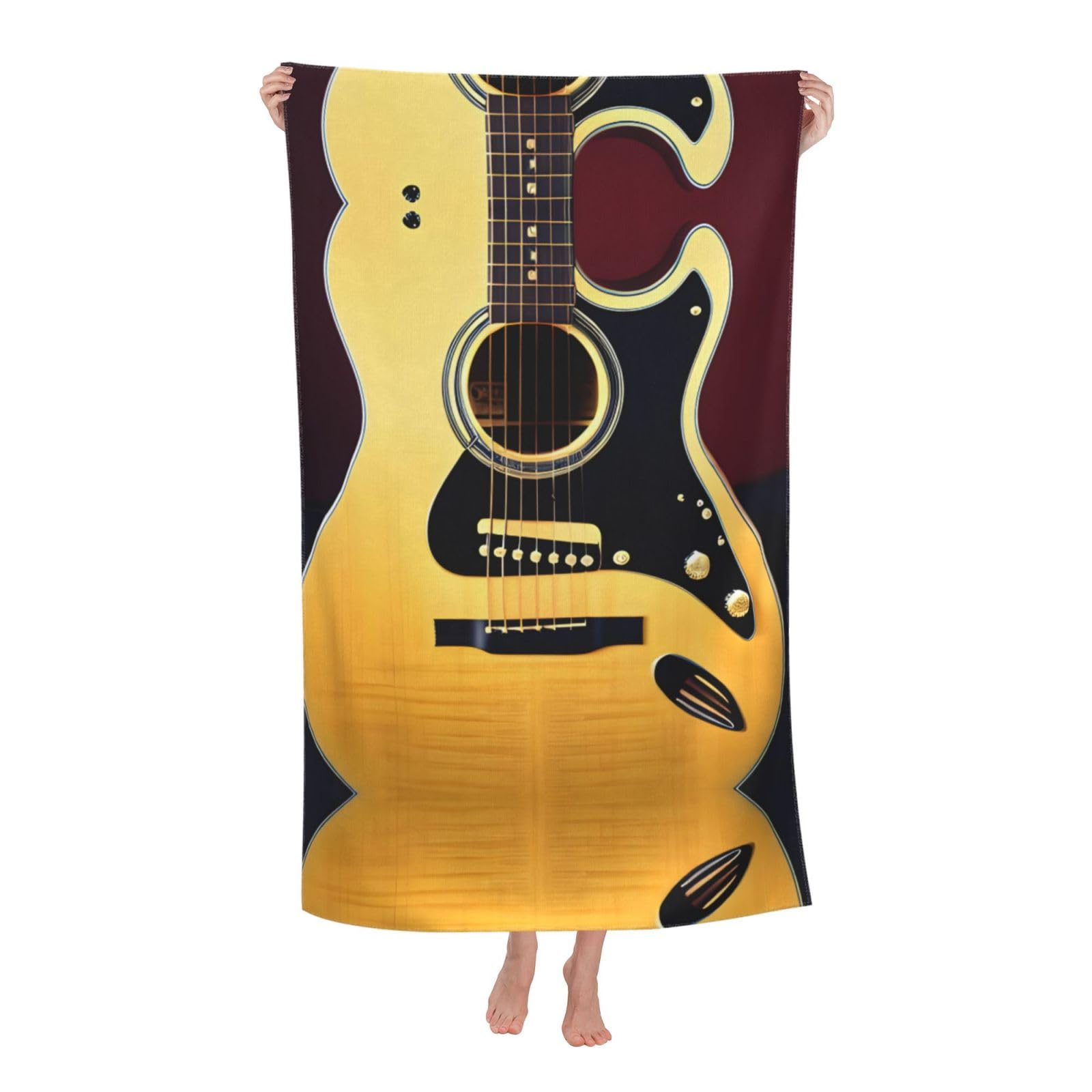 Oazcvbnn Women's White Note Guitar Print Adult Beach Towel Summer Travel Pool Vacation Swimming Fitness Outdoor Adventures