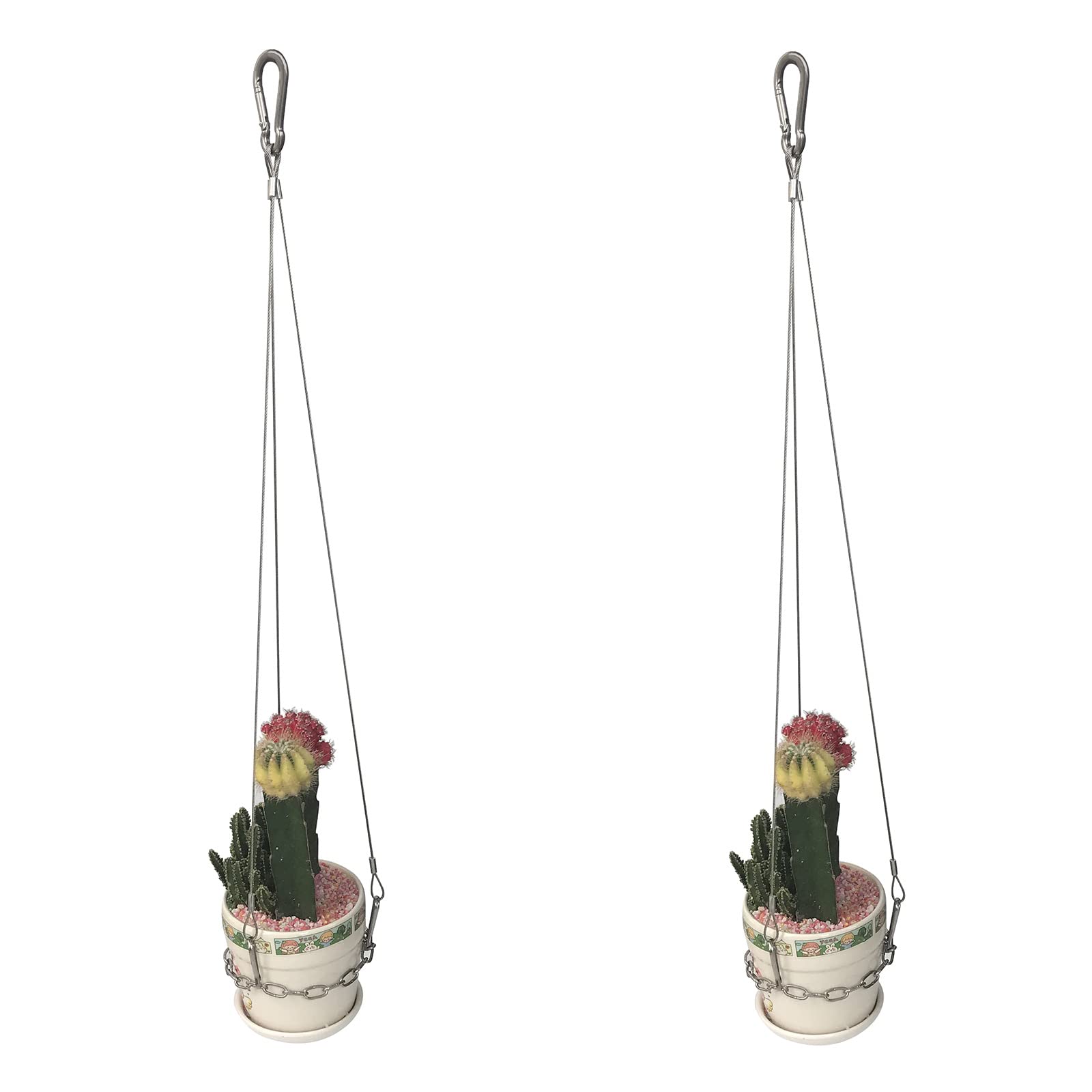 MIKMAYTOO 304 Stainless Hanging Rope Chains for Plants Flower Pot Basket Chains 3 Point Replacement Chain Hangers for Lanterns, Bird Feeders, Planters and Other Ornaments (1.5MM-100CM-2PCS)