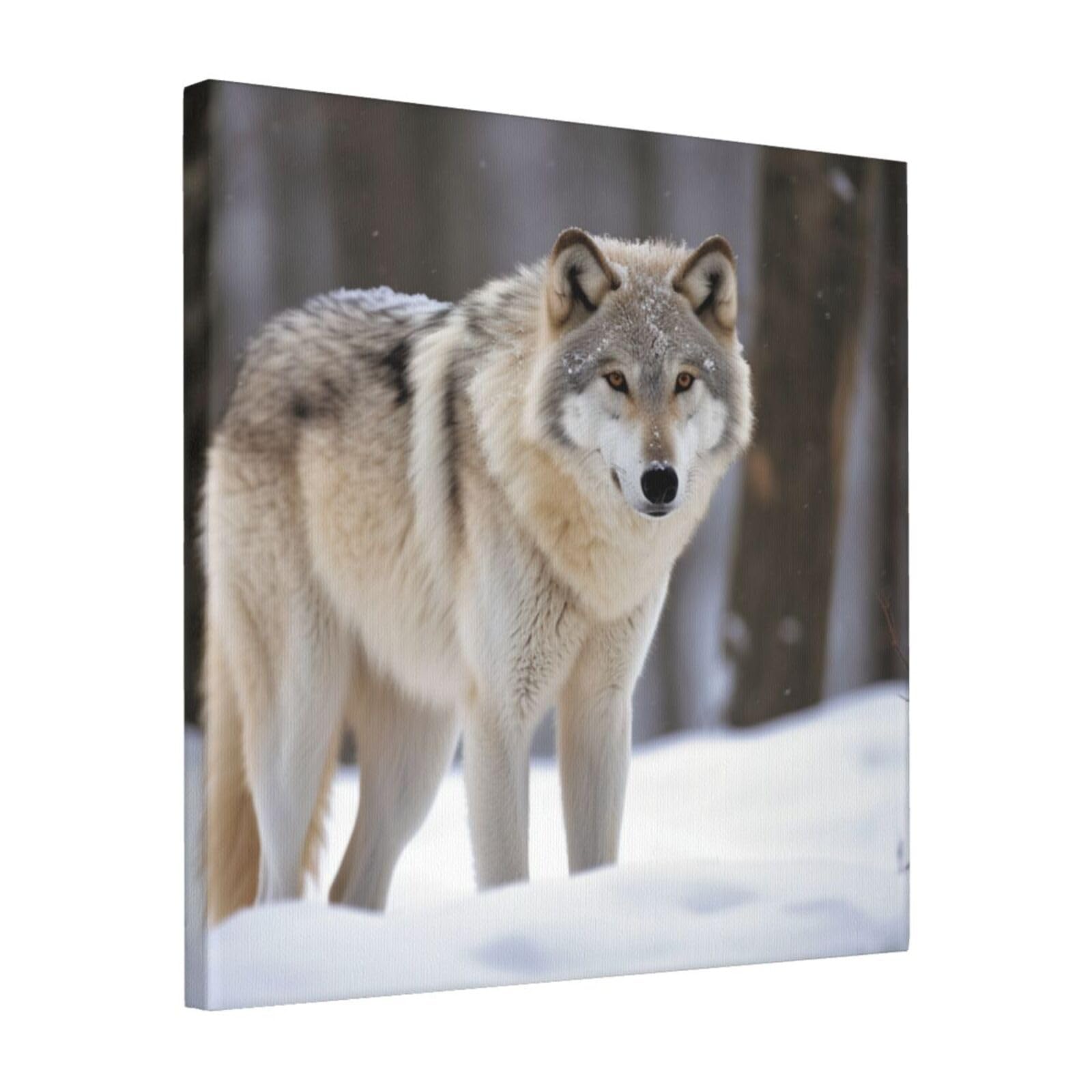 FodPand wolf in the snow Canvas Wall Art for Living Room Wall Decor 16"x16" Modern Artwork Painting Pictures Hanging Canvas Prints Aesthetic Wall Art for Bedroom Bathroom Office Wallart Decor
