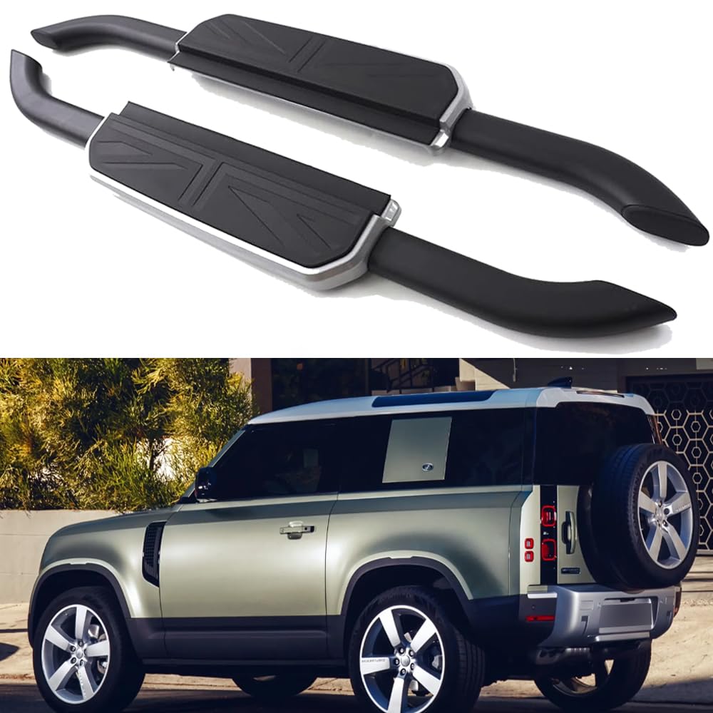 2 barras nerfbar lateral para estribo para Land Rover Defender 90 2020-2025, accesorios de pedal de aluminio (con soportes)