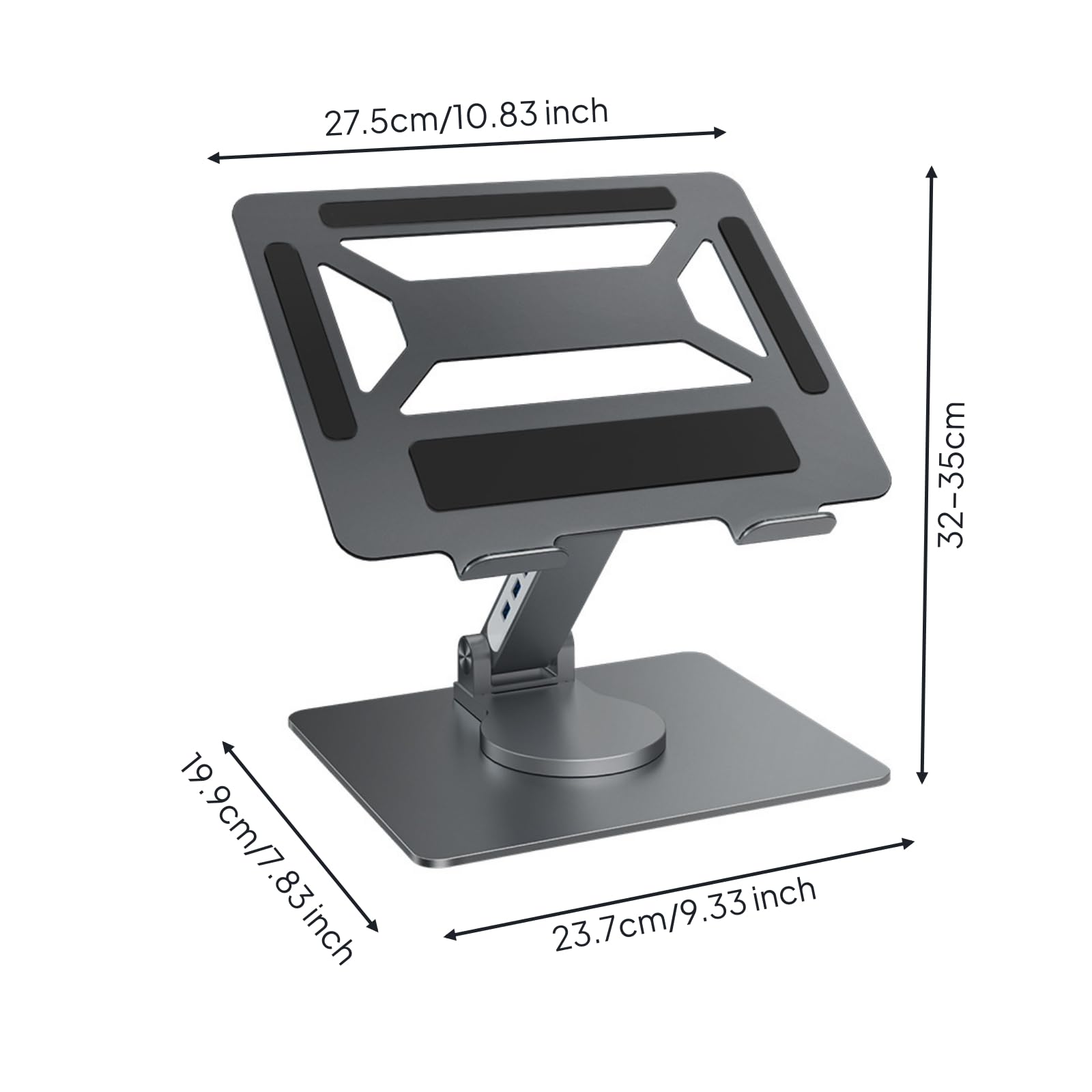 Supporto Docking Station Girevole Rialzo Regolabile per Professionisti, Smart Worker, Scrivania, Ufficio, Casa, Grigio Canna Di Fucile