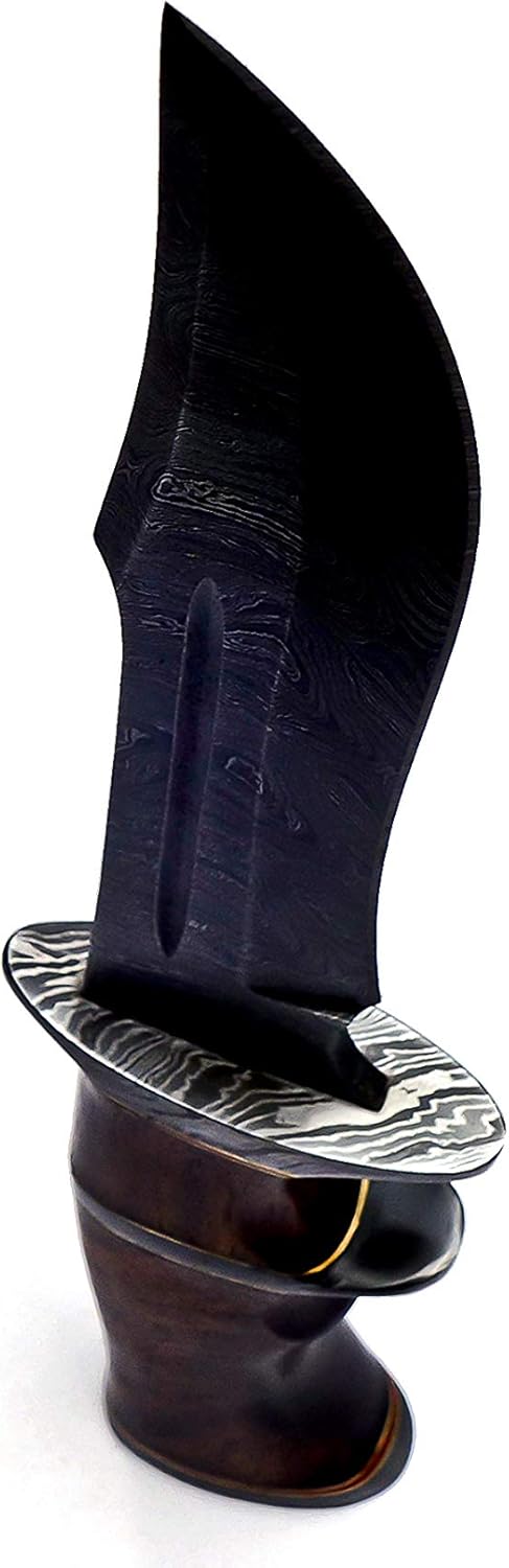 Nooraki 13"- Handmade Damascus Steel Fixed Blade Hunting Knife with Leather Sheath, Multipurpose Knife with Rosewood Handle, Outdoor Camping & Hunting Gift - Image 6