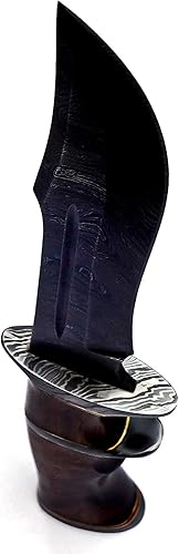 Miniatura 6 de Nooraki BK71 Cuchillo de caza de acero de Damasco hecho a mano con funda de cuero, cuchillo multiusos con mango de palisandro para transporte