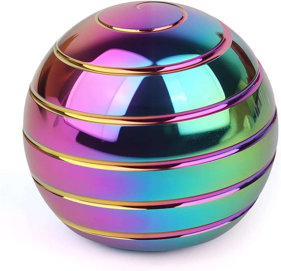Kinetic Desk Toy Ball, Desk Fidget Toys Adults, 1.54" Rainbow Fidget Spinner for Anxiety & ADHD Relief, Pocket-Sized Physics Spinning Toy for Adults & Kids (39MM, Rainbow-A)