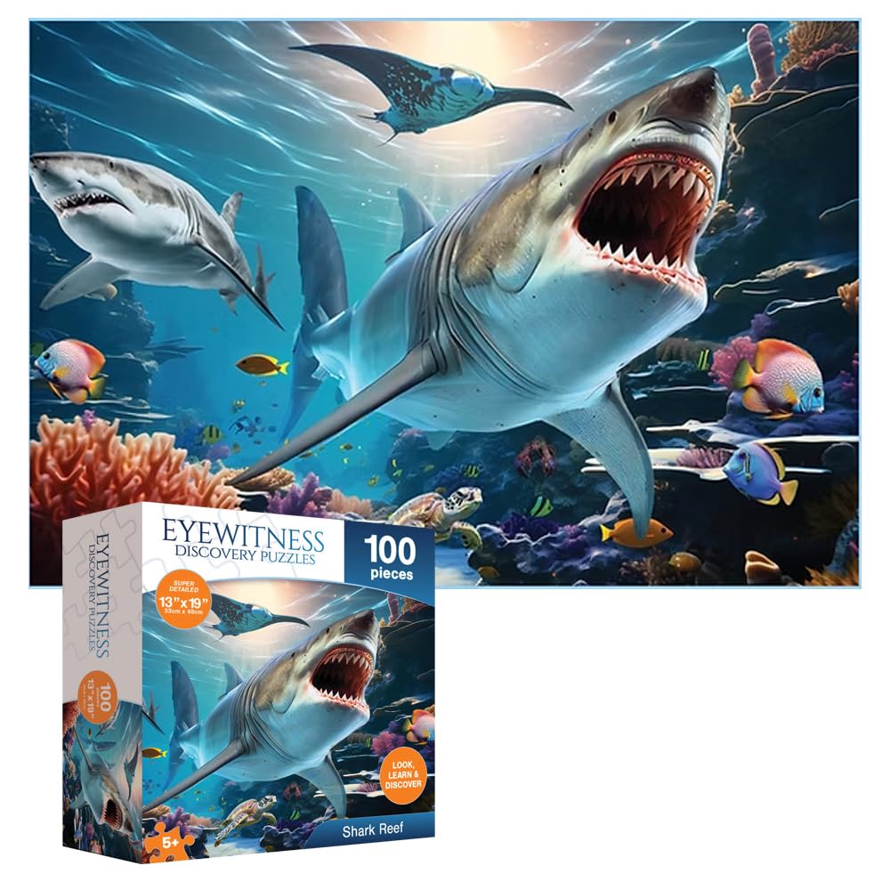 Eyewitness Discovery Puzzle Shark Reef, 100 Piece Jigsaw for Kids, Educational Learning Toy for Boys & Girls, Children Ages 5+