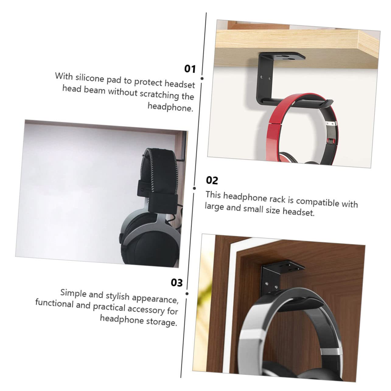 Mikikit 6 Pz Supporto Per Cuffie Rack Di Archiviazione Per Cuffie Per Computer Espositore Per Cuffie Cuffia Porta Cuffie Da Tavolo in Legno Cuffiette Lega Di Alluminio Auricolare Scrivania