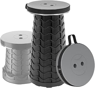 JEBBLAS Portable Stool Adjustable Camping Folding Stool Telescoping Stool Collapsible Stool for Fishing Hiking BBQ Camping Gargening Picnics Foldable Stool for Kids and Adult，Grey