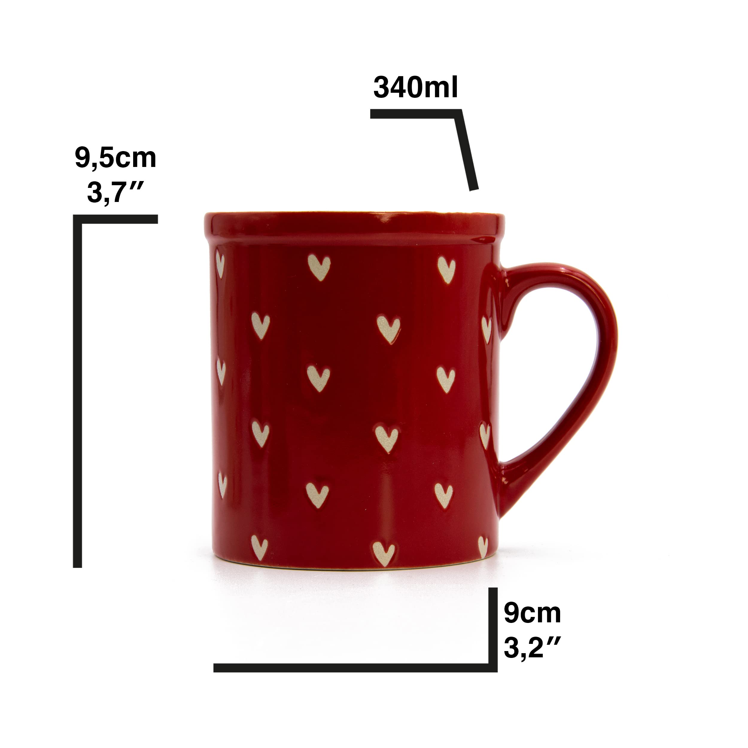 Blümelhuber Porcelain Mug Set including Heart Decoration - Set of 2 Colourful Mugs with Hearts with Lid and Strainer - 340 ml Capacity - Image 2