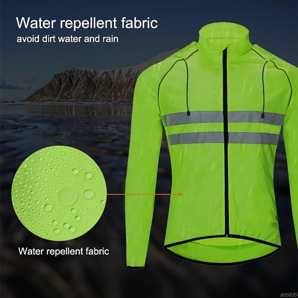 Chaqueta De Ciclismo Para Hombre Y Mujer Impermeable Ligera, Transpirable Para Correr Al Aire Libre De Alta Visibilidad. Chaqueta Deportiva Para MTB Running Y Senderismo,black-L