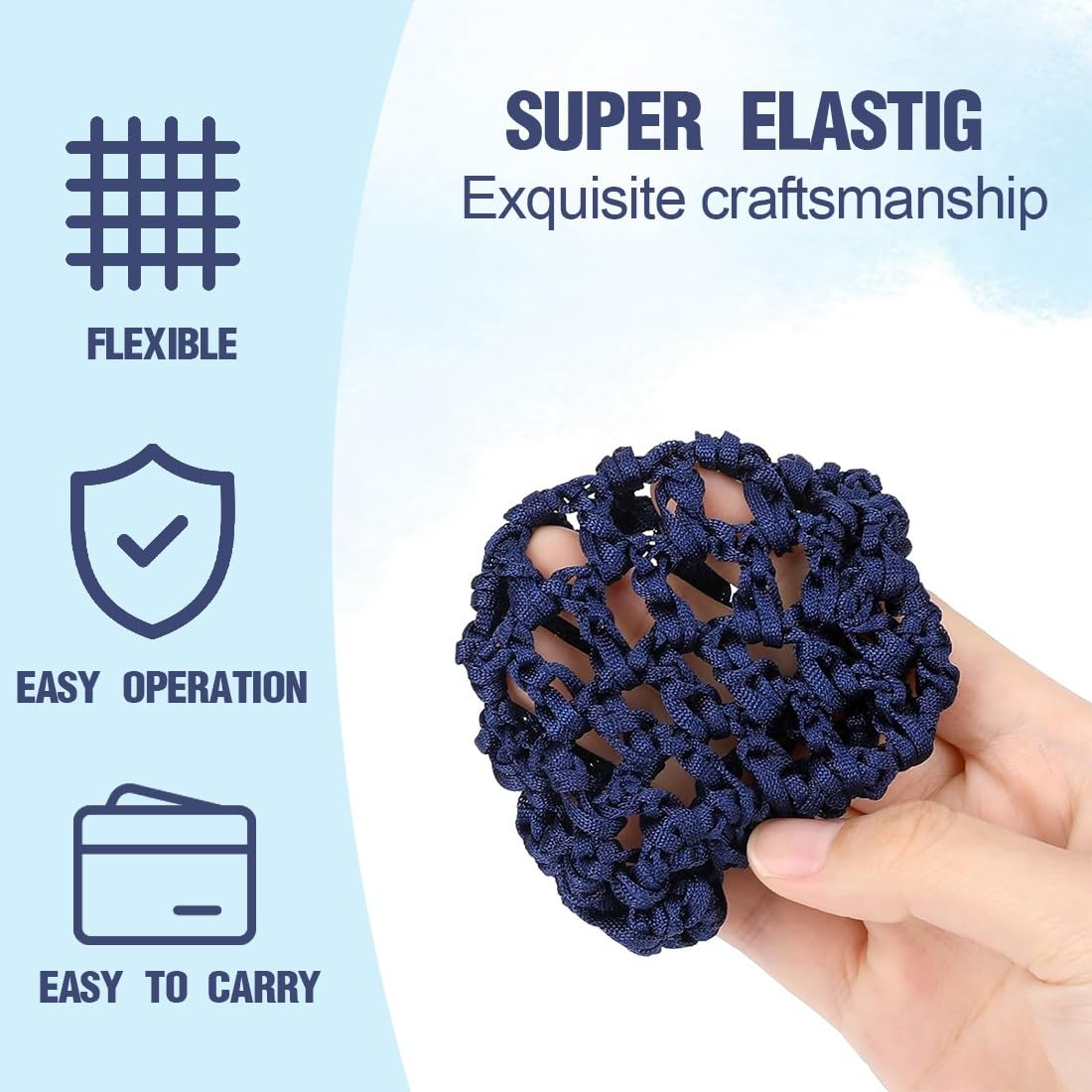 4 Retine Per Capelli Con Elastico - Per Chignon, Ballerine, Infermiere, Con Decorazioni A Fiori/Strass - Foto 14