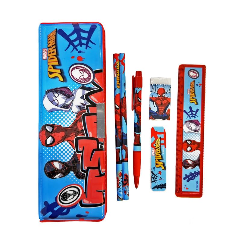 Image of Spiderman 7 pcs Stationery SetSchool Supplies Kit Multicolor Return Gift for Kids Age 3 Years +