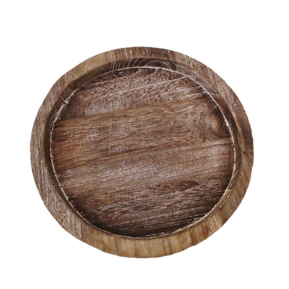 Candle Holder Round Wooden Tray - Aromatherapy & Candlestick Holder, Decorative Fruit Storage Desktop