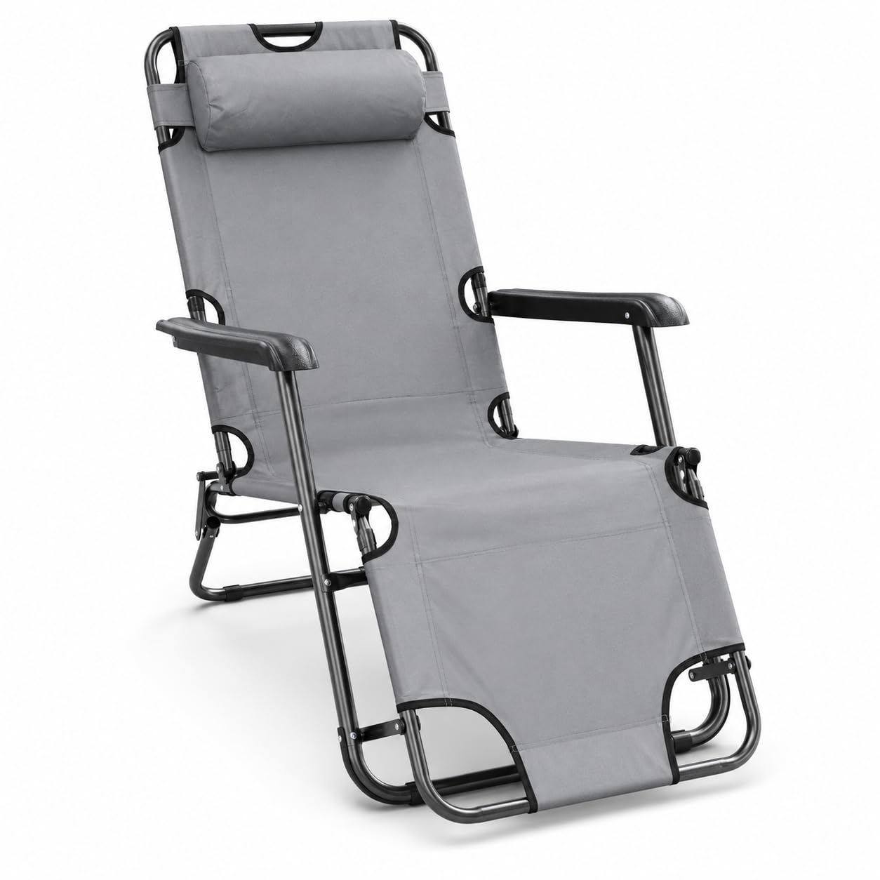 Durable Metal Frame Space Saving Zero Gravity Relax Chair with Arm Rest Full Body Resting Leg Support Reclining Lounge Chair with Pillow for Outdoor, Garden, Patio, Camping-image-42