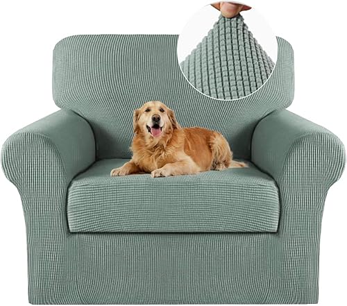 Turquoize - Fundas de sillas de 2 piezas, fundas de sofá, funda de sillón con reposabrazos, protector lavable para sillas, tela jacquard gruesa