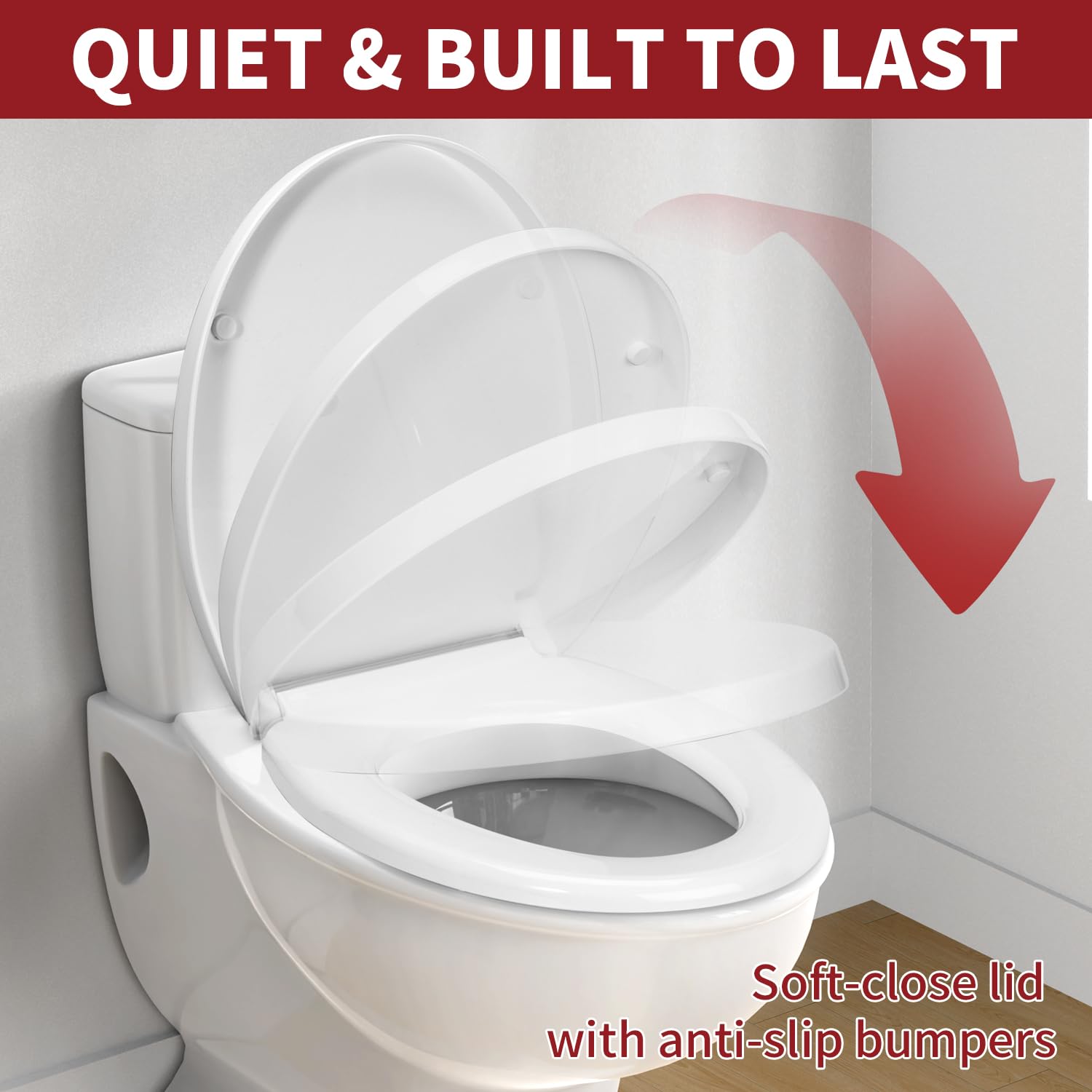 Vinsani Oval Shaped Toilet Seat, Soft Close Toilet Seat, Fix Adjustable Hinges - Image 2