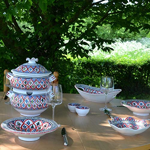 Service couscoussier assiettes Tebsis Bakir rouge - 8 pers