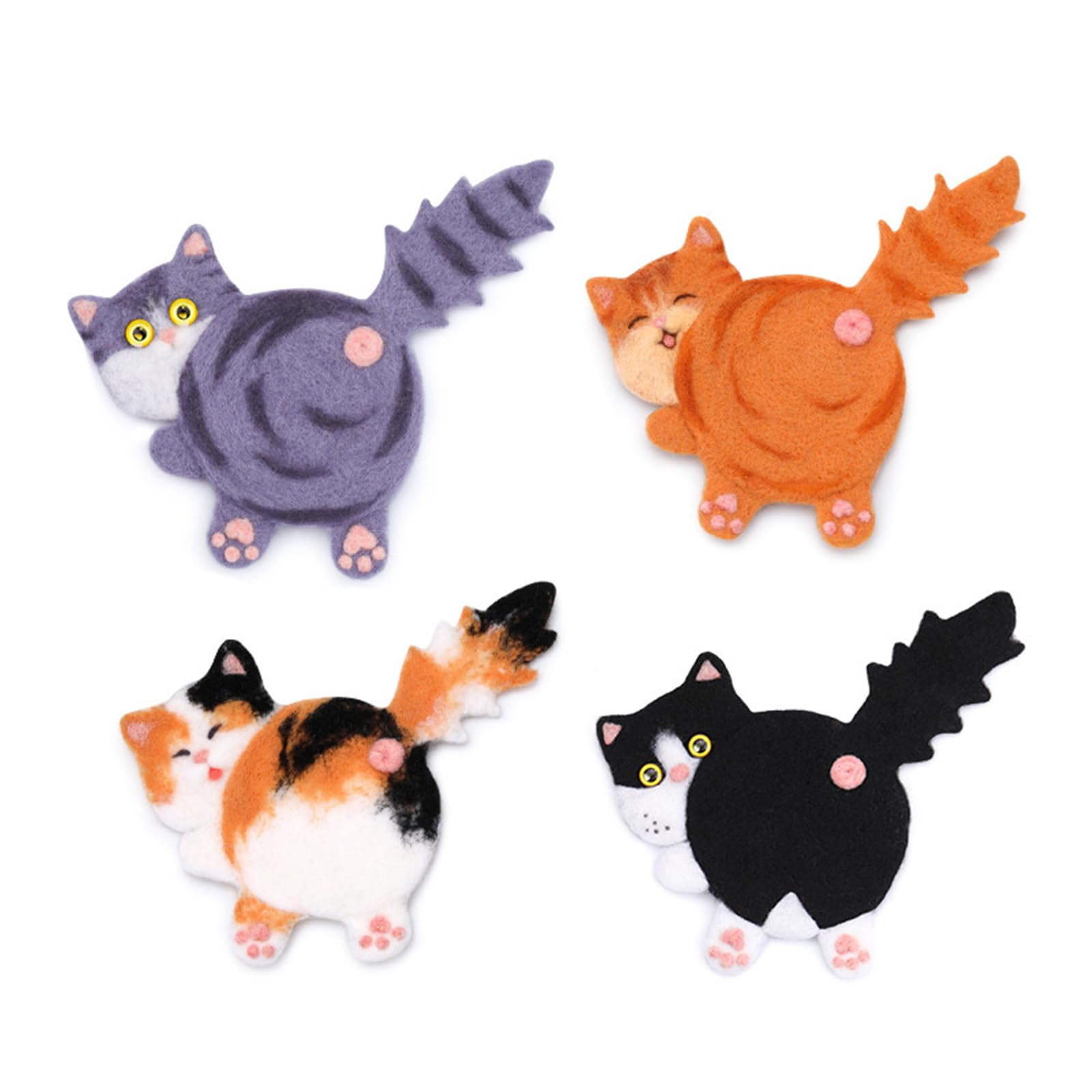 Kalttoy Multicolor Needle Felting Kits Lovely Cats Coasters Needle Felting Starter Tool Kits Set Wool Set