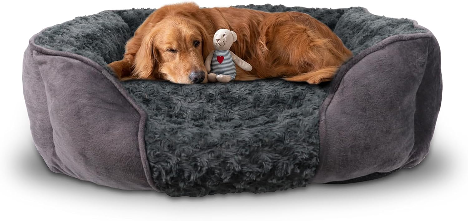 DOKI Dog Bed Extra Large Washable Soft Grey Dog Bed with NonSlip
