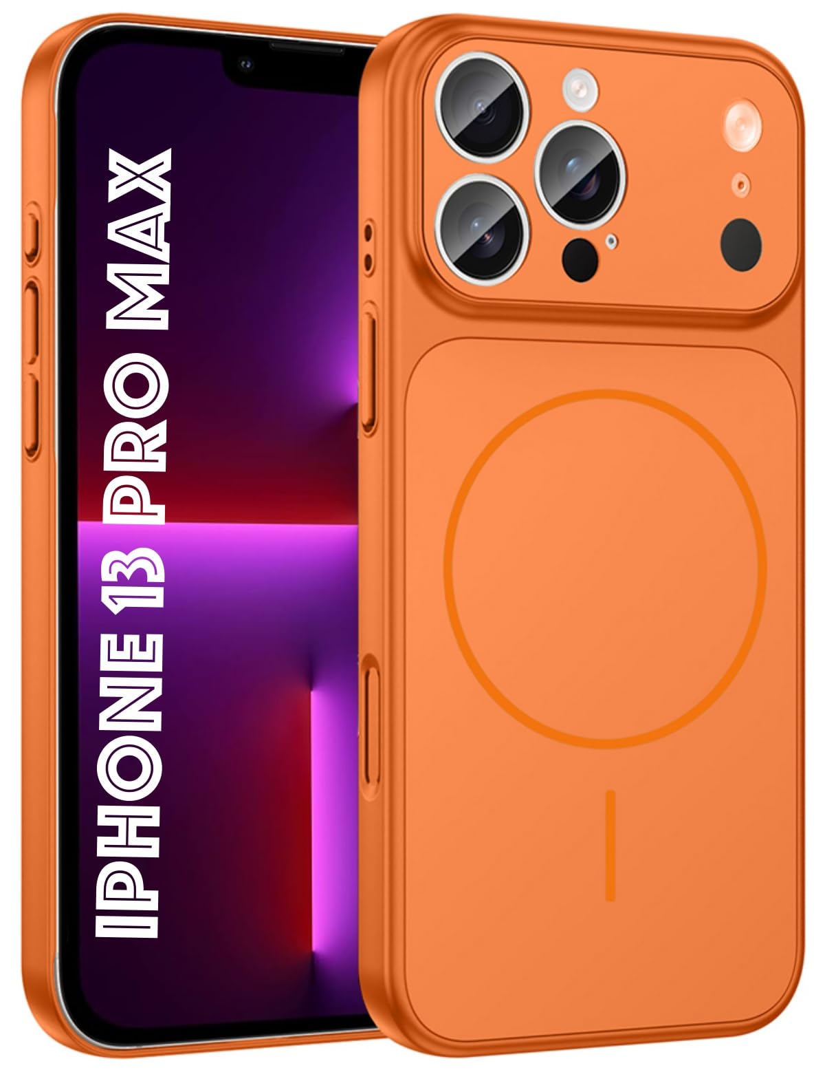 SHINESTAR Converter Case for iPhone 13 Pro Max | Premium Protective Mag-Safe Cover | iPhone 17 Pro / 17 Pro Max Series Style Design | in-Built Camera Guard | Wireless Charging Compatible – Orange-image-10