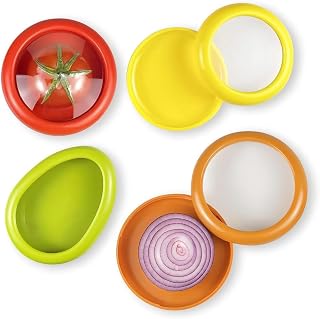 Avocado Storage Container, Set of 4 Reusable Silicone Fresh Pod for Avocado Saver and Onion Storage, Lemon & Tomato Holder- Anti-Oxidation for Fridge, Local Stock