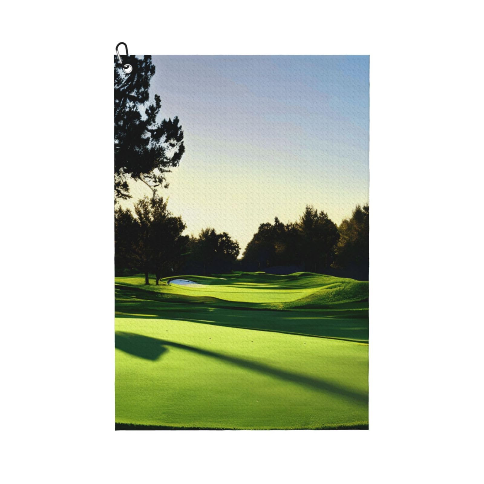 aacxzff Quick-Drying Microfiber Golf Course Print Golf Towel with Integrated Carabiner Clip for Unisex 16x24in