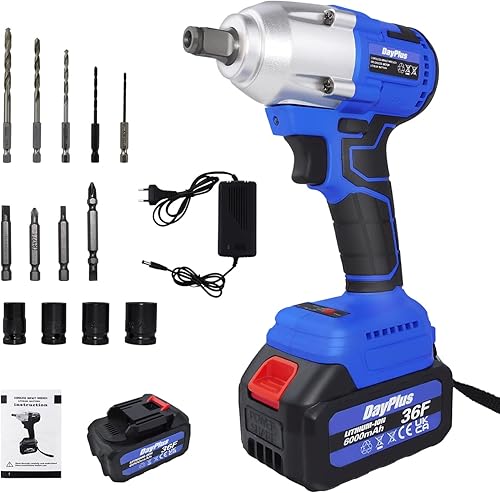 Miniatura 9 de Juego de taladro inalámbrico de llave de impacto 20V 2 en 1 con batería de 6.0 Ah que ofrece un par de 310 pies-libras 3200 RPM, pistola de impacto