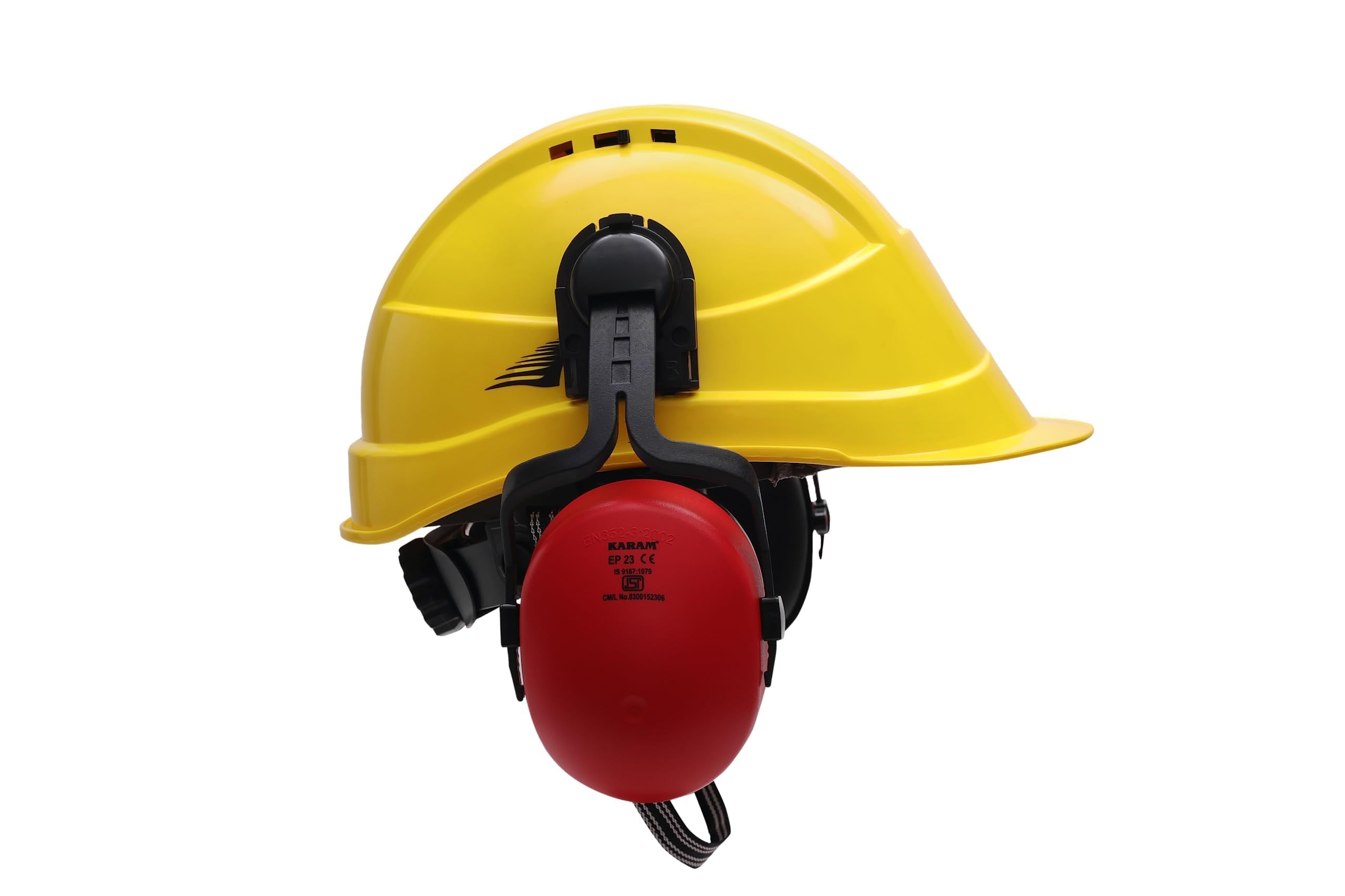 Karam EP23 Safety Ear Muff Helmet Attachment | Noise Reduction Earmuffs for Hard Hats, Adjustable & Lightweight | Hearing Protection for Construction & Industrial Use Ear Muffs