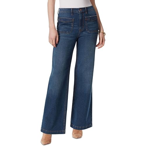 Jessica Simpson Womens Denim Whisker Wash Wide Leg Jeans