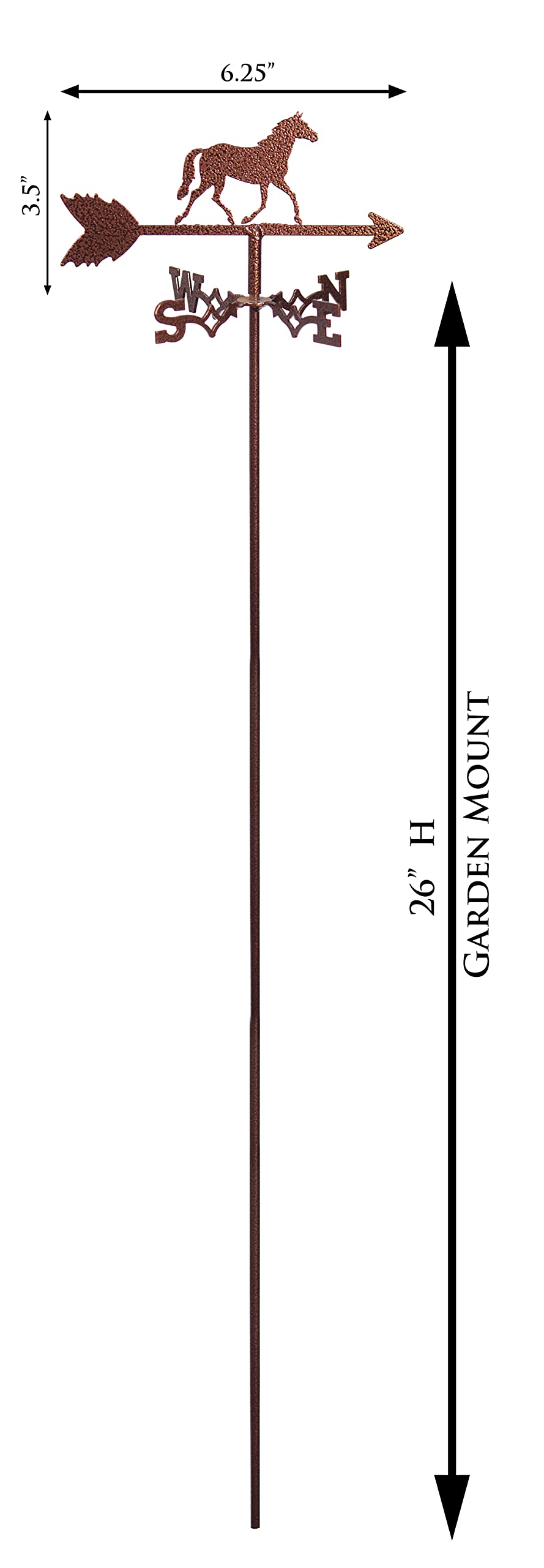 SWEN Products Horse - Quarter Mini Flower Pot Weathervane