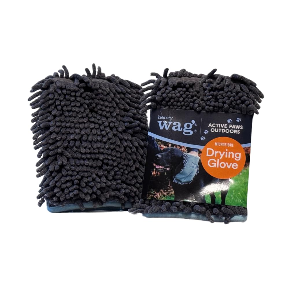 Henry Wag Microfibre Pet Drying Gloves (2-Pack) | Soft & Highly Absorbent, Quick Drying | Perfect for Muddy Pets (25cm x 16cm x 2cm) |Designed for Dogs — image 1