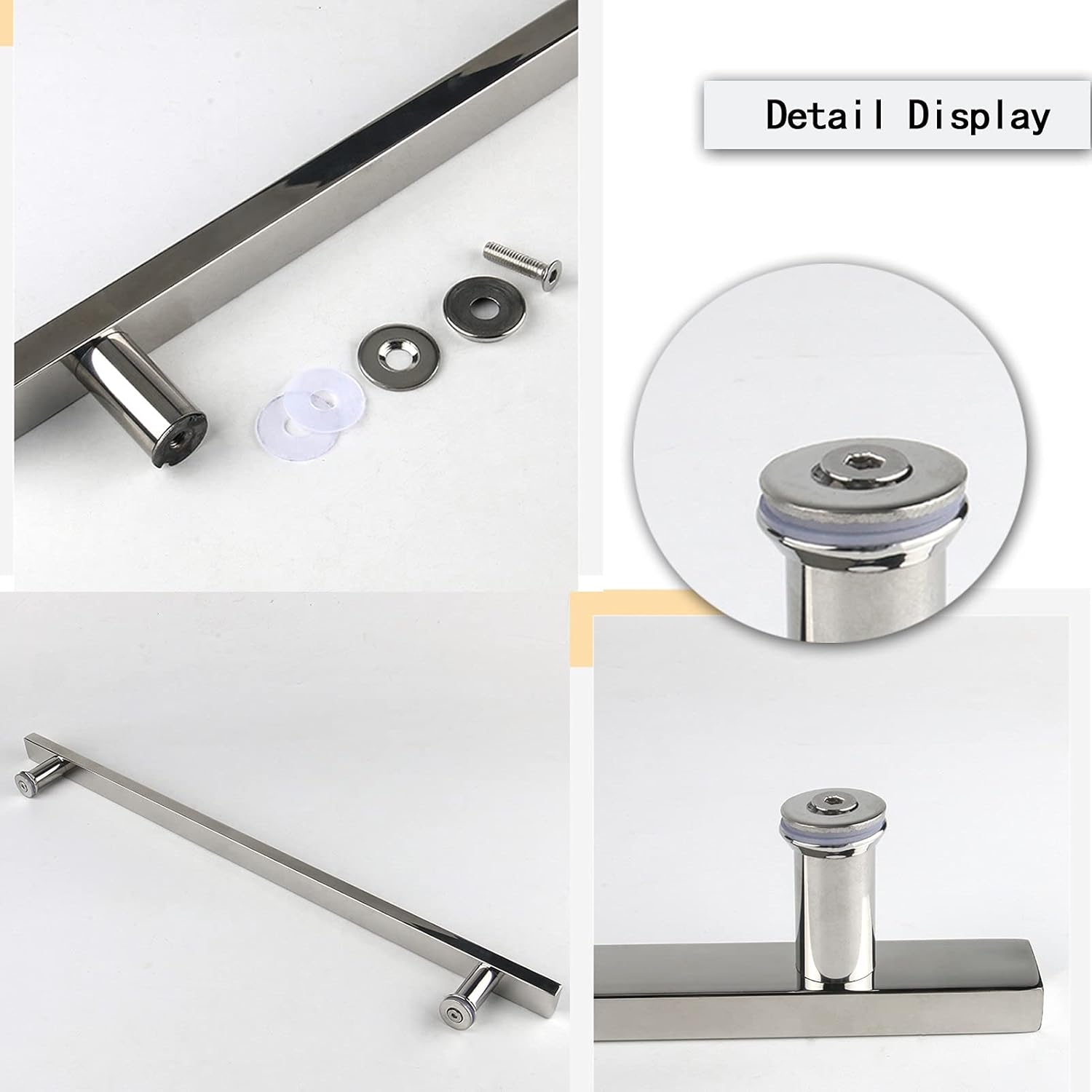 Polished Stainless Steel Glass Door Handle | Push Pull Knob for Shower Enclosure, Bathroom Towel Bar Replacement, Durable & Stylish Design