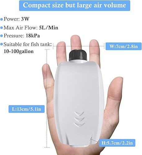 Miniatura 3 de HITOP Dual Outlet Aquarium Electric Air Pump, Whisper Adjustable Fish Tank Aerator, Quiet Oxygen Pump with Accessories for 20 to 100 Gallon