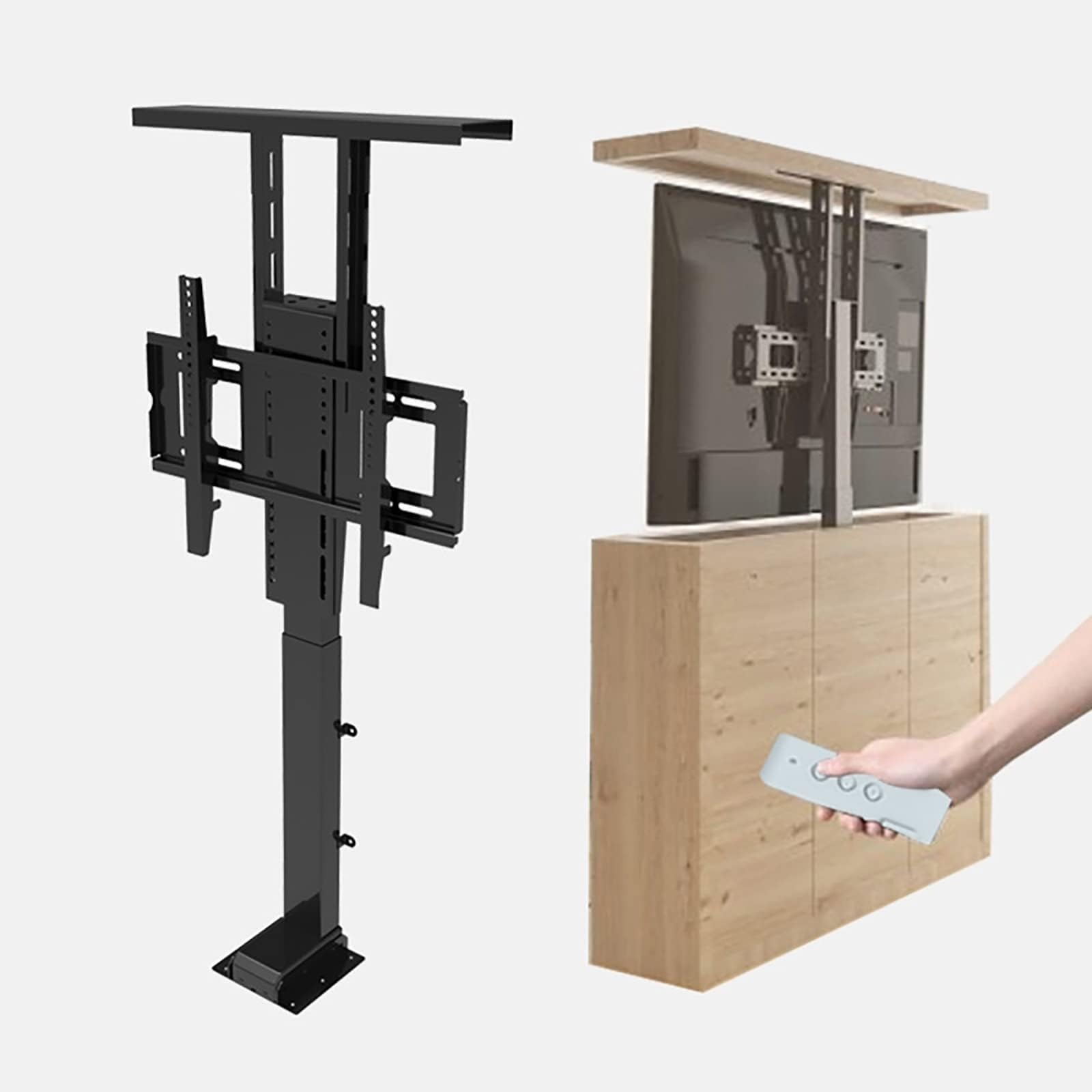 THEGA para Soporte Elevador TV Eléctrico 42 A 70 Pulgadas, Elevador TV Eléctrico Telescópico con Soporte TVs Elevación Automática, Ocultable En Armario, Soporte TVs Motorizado