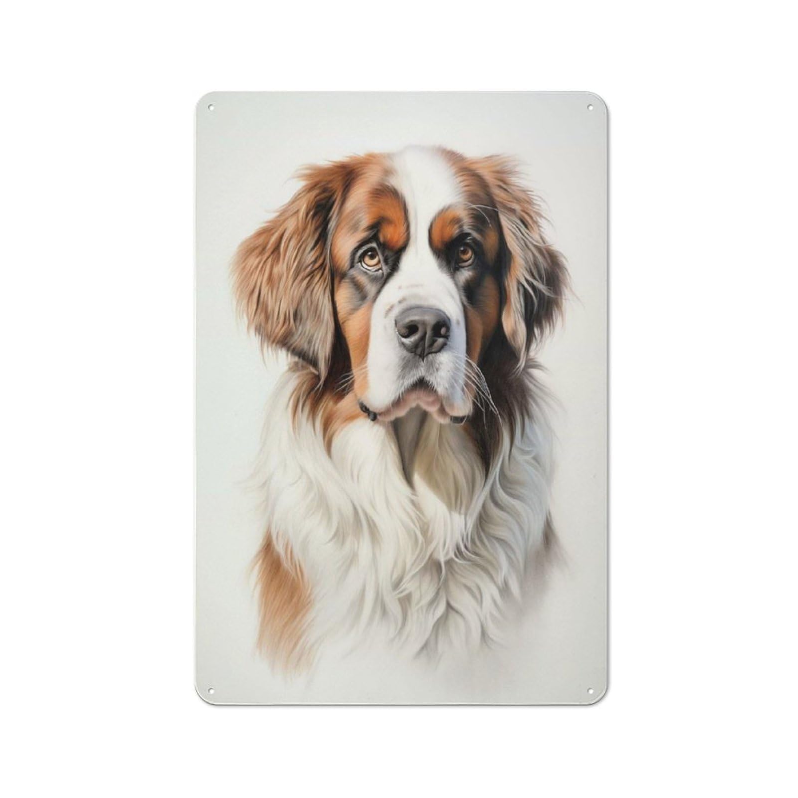 Junmoney St Bernard Dog Rustic Tin Sign 30X20cm For Living Room Or Hallway, Suited To Living Room Decor Lovers