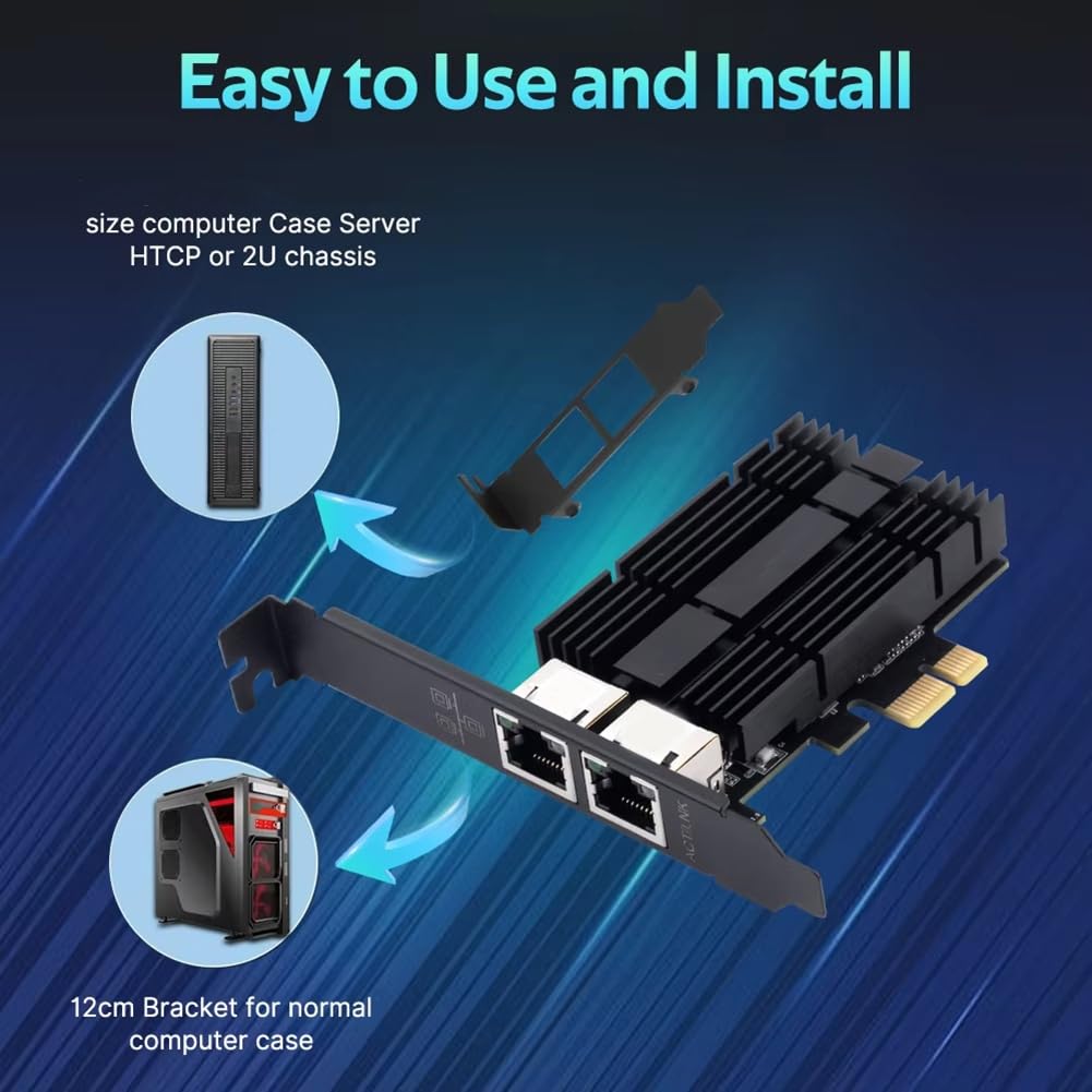 Tarjeta de Red PCIe A RJ45 de 2500 Mbps, Gigabit Ethernet de 2,5 G, Dos Puertos, 100/1000/2500 Mbps, para Ordenador de Escritorio.