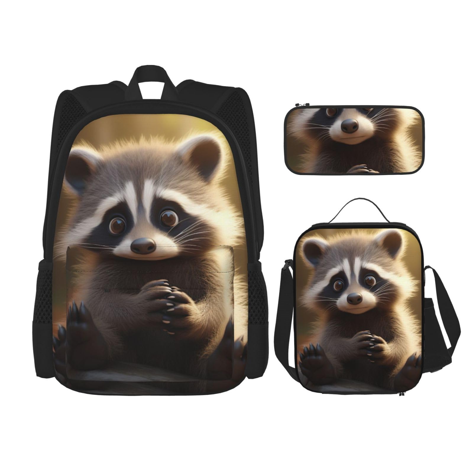 Zaino, borsa portapranzo, astuccio, set da 3 pezzi, per lavoro e