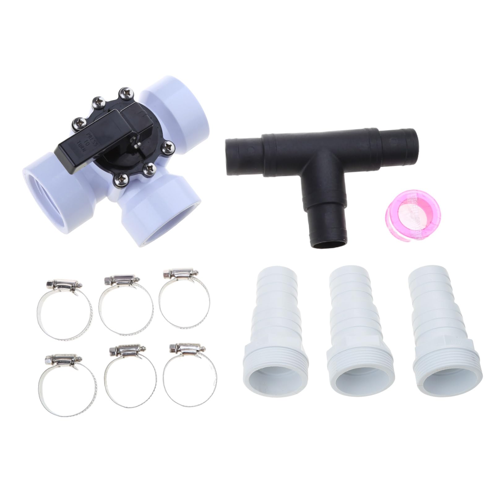 Adaptador de manguera hembra de 3 vías con abrazaderas de manguera para desviador de piscina de jardín