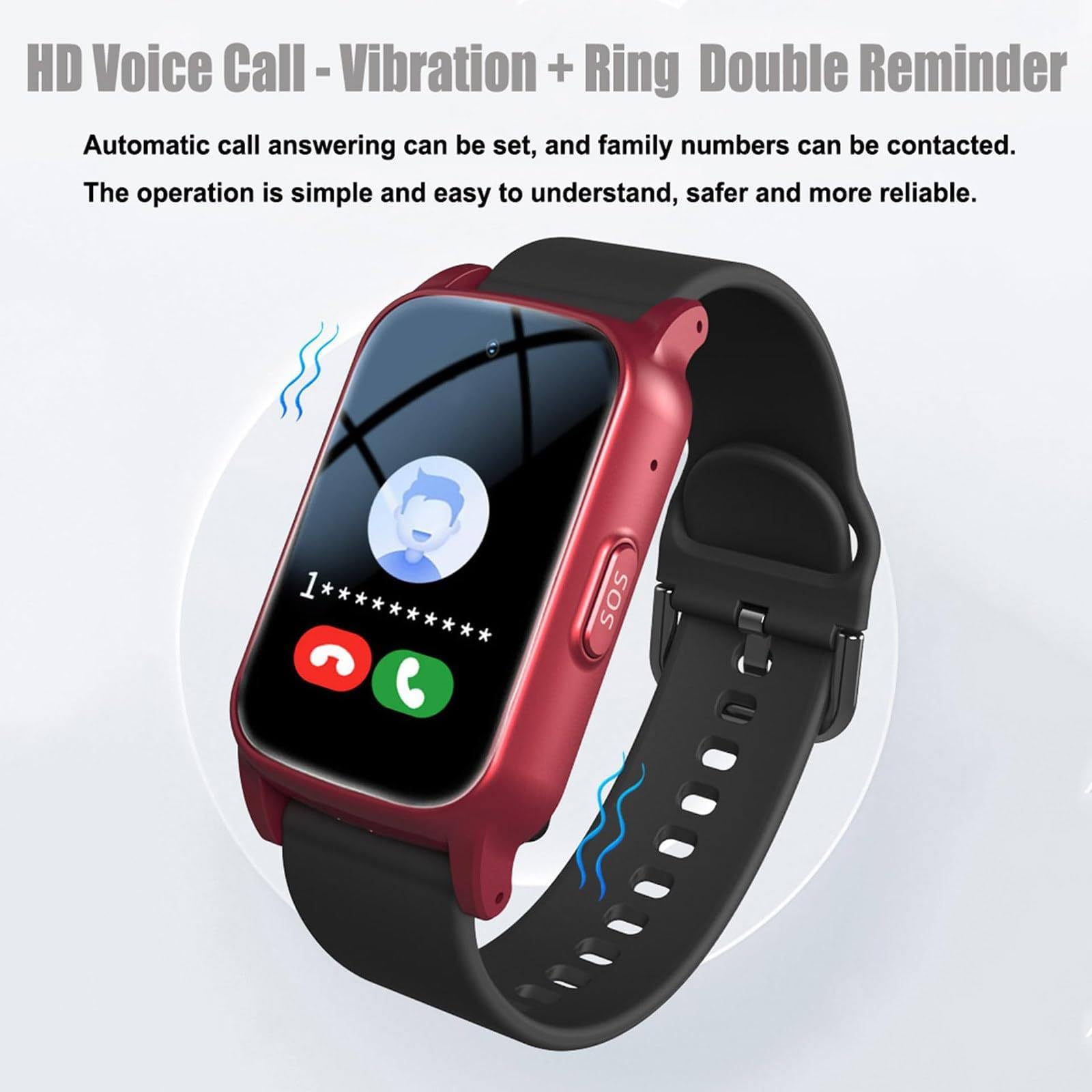 Reloj inteligente con detección de caídas y función de llamada SOS, dispositivo de alerta de caída para personas mayores, pulsera de posicionamiento antipérdida para demencia y Alzheimer