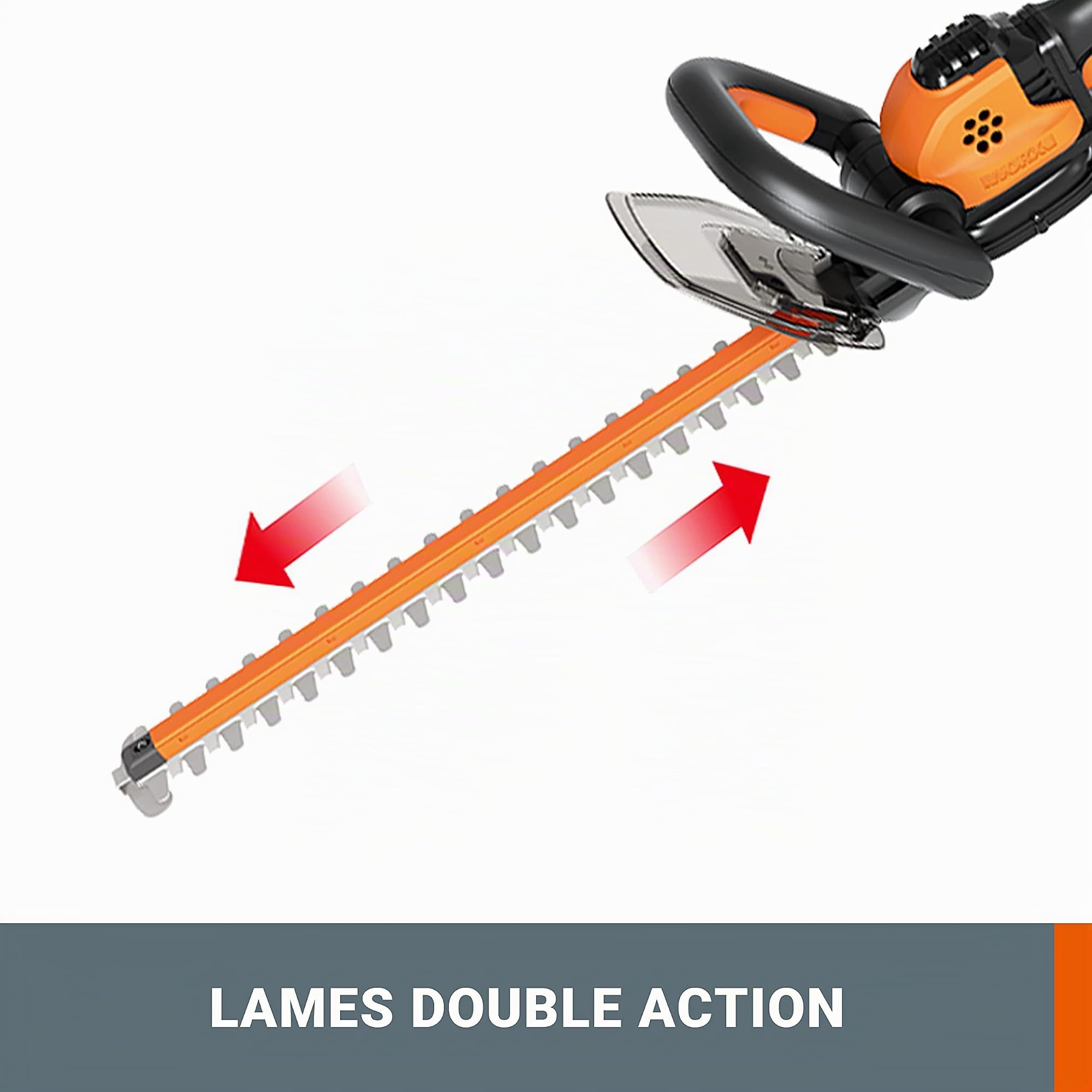 WORX - Taille-Haies sans Fil - 20V- Lame de 46 cm- WG261E.9 + Pack Batterie / Chargeur - 20V-2,5Ah (Poignées avec 2 Positions, Lame Double Action, Compatible avec Les Outils et Batteries PowerShare)