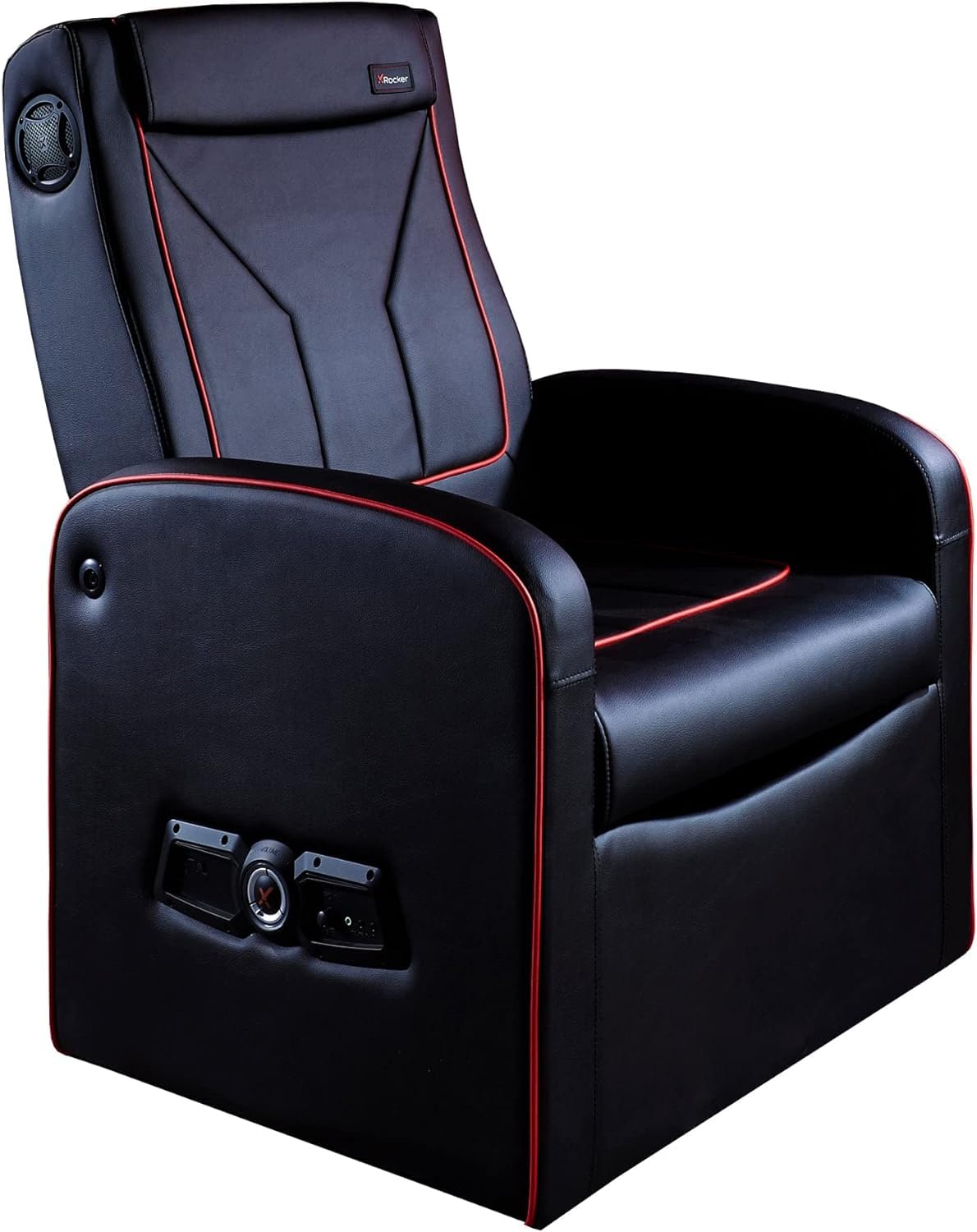 X-Rocker Luxe Ottoman fotel pojedyncze wyściełane siedzisko z głośnikami audio 2.1, sofa ze sztucznej skóry, fotel wypoczynkowy dla dzieci i juniorów, konsola do gier z miejscem do przechowywania PS,